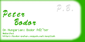 peter bodor business card